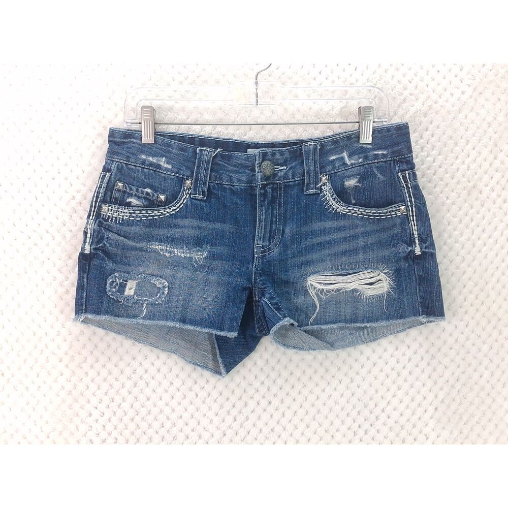 Daytrip Capricorn Women's 28 Distressed High Mid Rise Short Shorts